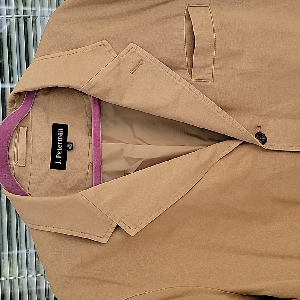 J. Peterman Jacket Sport Coat Blazer Work Field Travel Camel Color Sz 46 Or XL